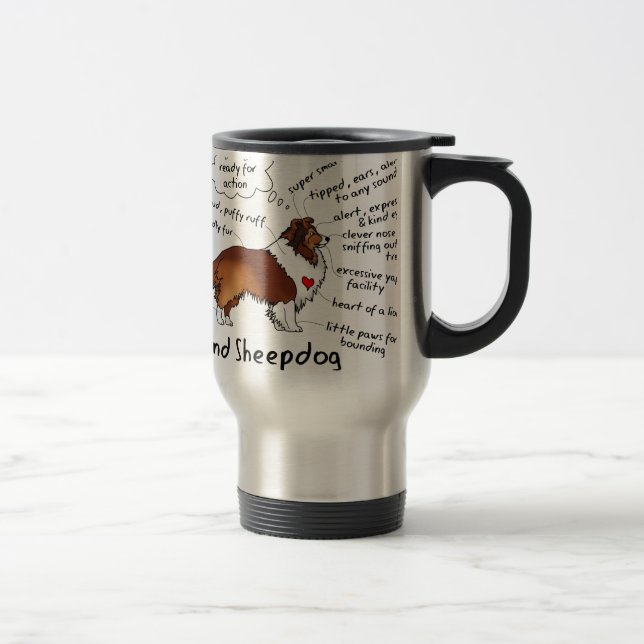 Taza De Viaje Sheltie del Sable (Derecha)