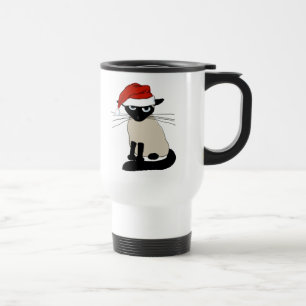 Taza De Viaje Siamese Santa Claus Navidad Gato Divertido Fiesta
