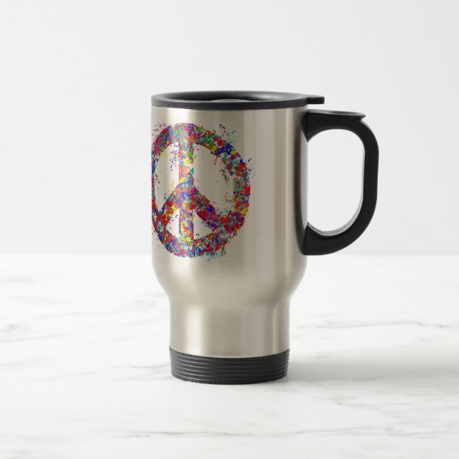 Taza De Viaje Signo de la paz, arte del goteo (Derecha)