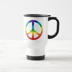 Taza De Viaje Signo de paz con colores arcoiris