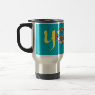 Taza De Viaje Signo de paz de yoga floral