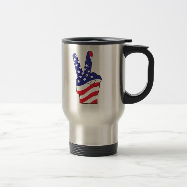 Taza De Viaje Signo de paz patriótica de Estados Unidos (Derecha)