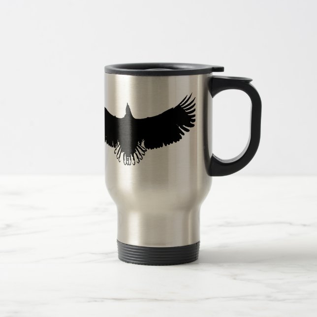 Taza De Viaje Silhouette de águila blanca y negra (Derecha)