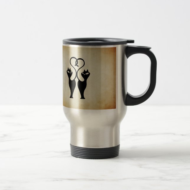 Taza De Viaje Silhouette de dos gatos (Derecha)