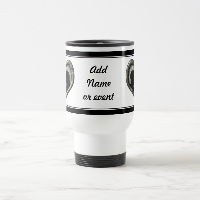 Taza De Viaje Silhouette de parejas besándose en el corazón del  (Centro)