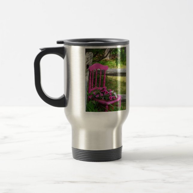 Taza De Viaje Silla rosa y flores - Viñedo de Martha (Izquierda)