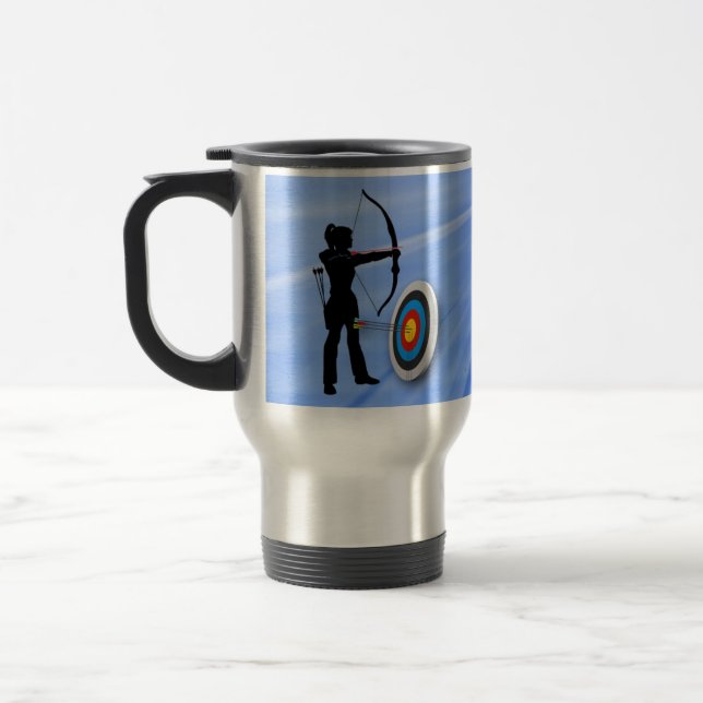 Taza De Viaje Silueta de arquero deportivo de tiro con arco Targ (Izquierda)
