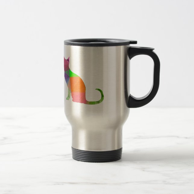 Taza De Viaje Silueta de gato Low Poly (Derecha)