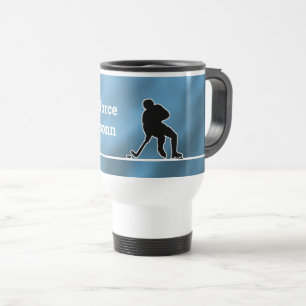 Taza De Viaje Silueta de jugador de hockey Fondo colorido