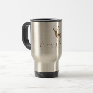 Taza De Viaje Silueta de reno de arte lineal de SlipperyJoe mini