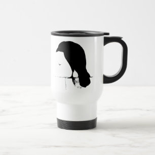 Taza De Viaje Silueta del cuervo - cuervos y cuervos del gótico
