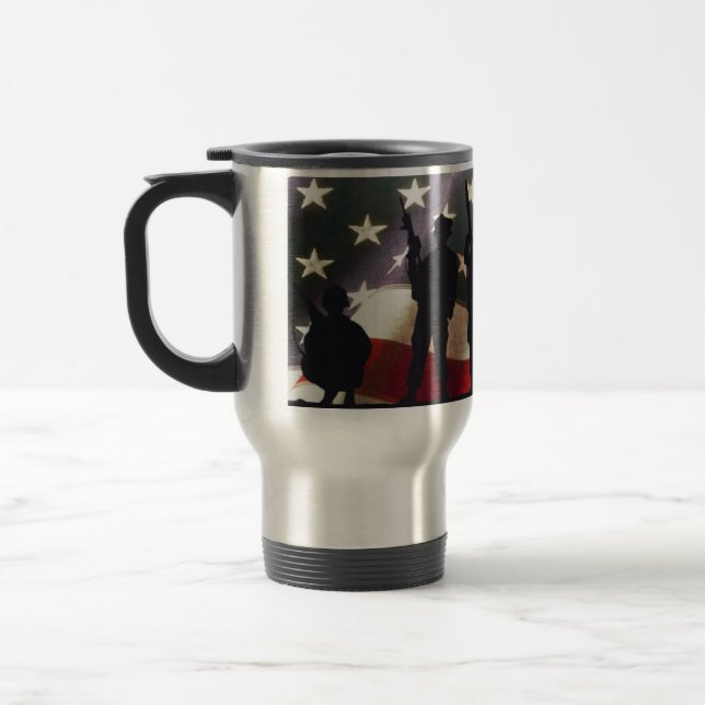 Taza De Viaje Silueta militar patriótica de los soldados (Izquierda)