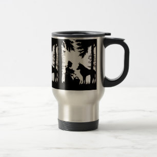 Taza De Viaje Silueta negra Red Riding Hood Wolf Woods