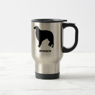 Taza De Viaje Siluetas de Borzoi con Texto Personalizable