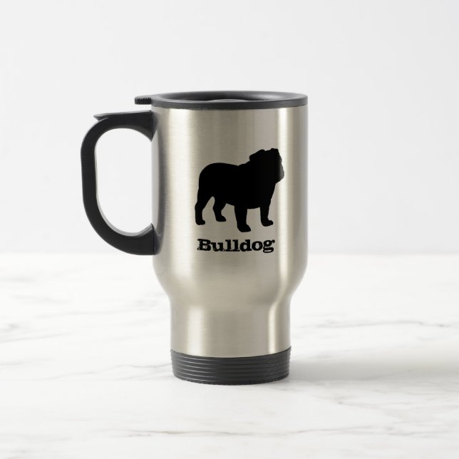 Taza De Viaje Siluetas de Bulldog Inglés con Texto (Izquierda)