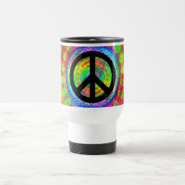 Taza De Viaje Símbolo de la paz del objetivo TieDye