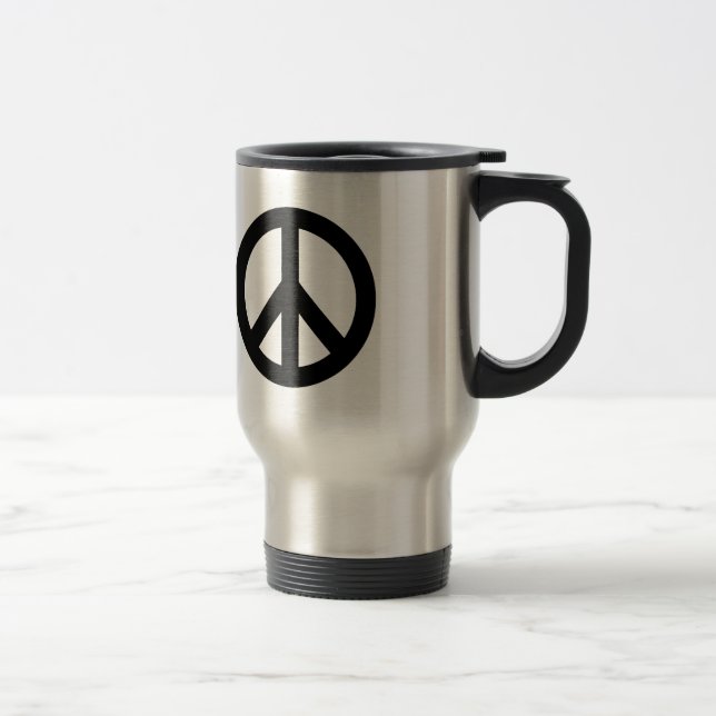 Taza De Viaje Símbolo de signo de paz blanco negro (Derecha)
