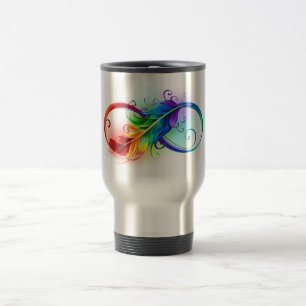 Taza De Viaje Símbolo infinito con pluma arco iris