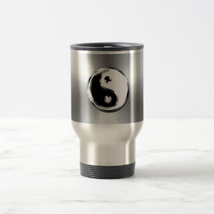 Taza De Viaje Símbolo Yin-Yang gráfico gradiente de acero