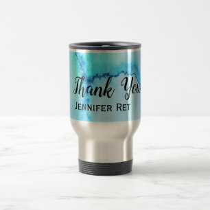 Taza De Viaje simple minimal negro caligrafía gracias añadir nom