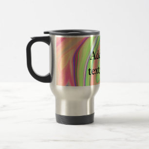 Taza De Viaje Simple verde naranja acuarela agregue su texto nom