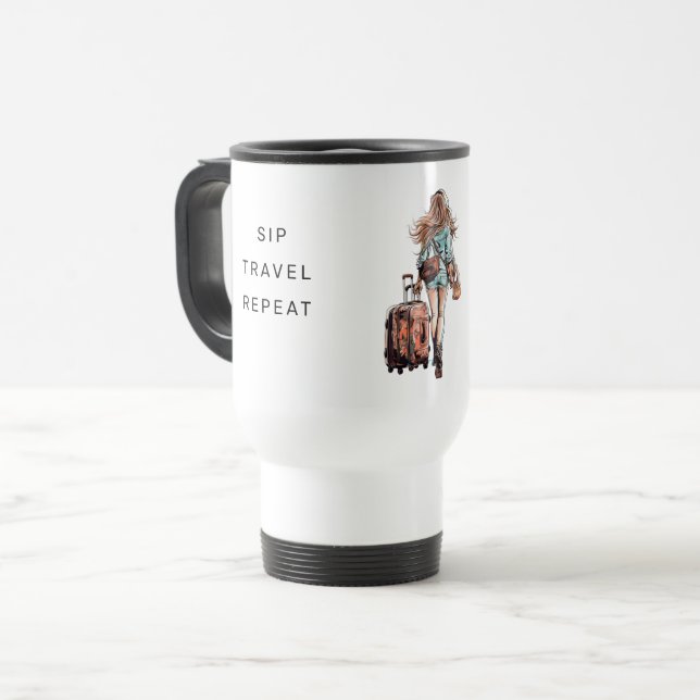 Taza De Viaje Sip, Viajes, fotografía repetida Personalizado per (Anverso izquierdo)