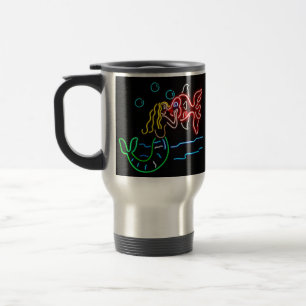 Taza De Viaje Sirena que besa pescados en neón