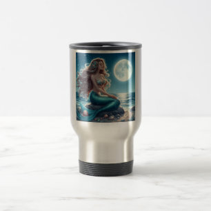 Taza De Viaje Sirenita en la playa por la noche