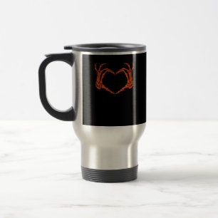 Taza De Viaje Skeleton Hand Heart Rótulo Disstume Halloween Dise