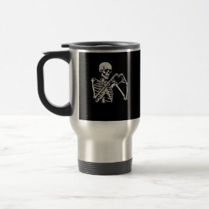 Taza De Viaje Skeleton Heart Hands Rótulo Halloween Costume Retr