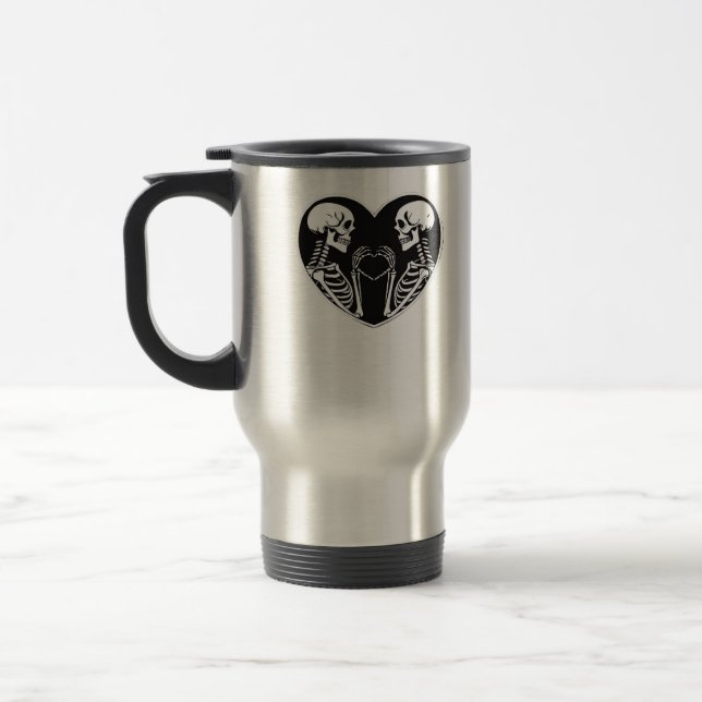Taza De Viaje Skeleton Heart Hands Rótulo Halloween Costume Retr (Izquierda)