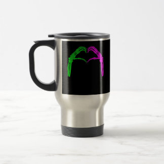 Taza De Viaje Skeleton manos Rótulo de corazón retro disfraz de