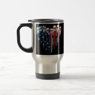 Taza De Viaje Skull Heart Dripping American Flag 4th Of July