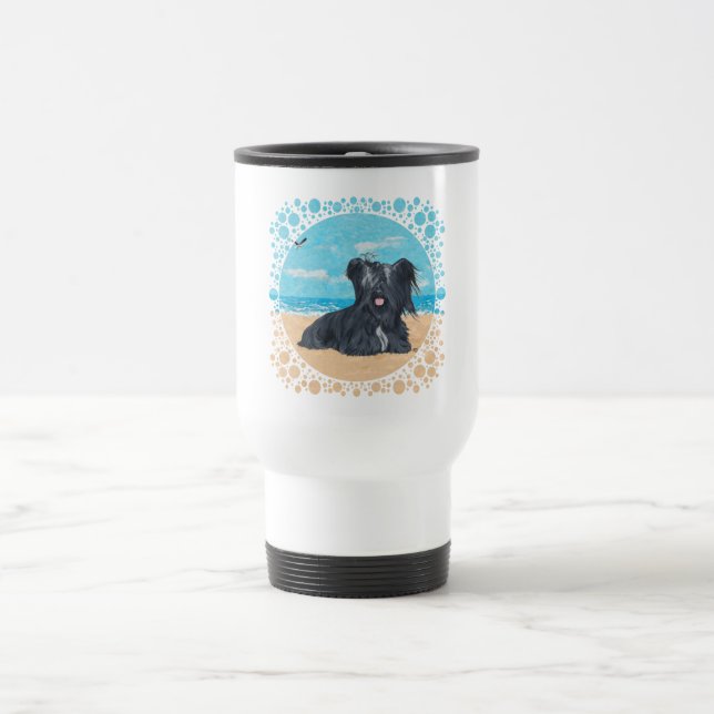 Taza de viaje Skye Terrier en la Playa (Centro)