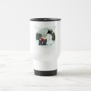 Taza de viaje Skye Terriers y muñeco de nieve
