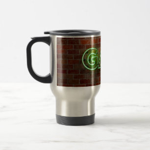 Taza De Viaje SlipperyJoe iluminó el letrero de neón gay brillan