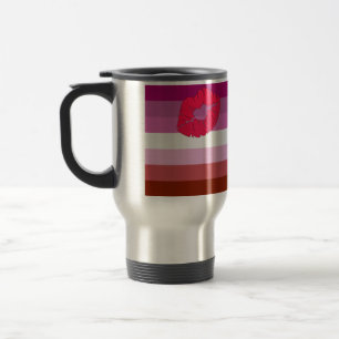 Taza De Viaje SlipperyJoe lápiz labial bandera de orgullo lésbic