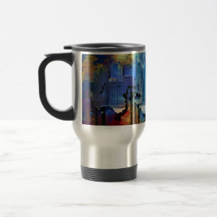 Taza De Viaje SlipperyJoe NYC grafiti luna rodeada de remolinos 