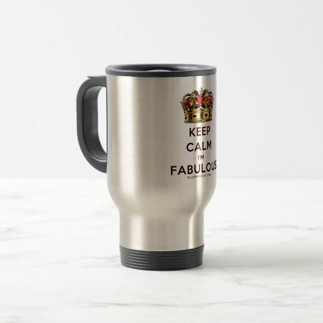 Taza De Viaje SlipperyJoe's mantiene la calma fabulosa y especta (Anverso izquierdo)