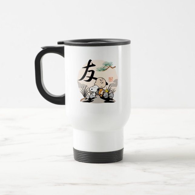 Taza De Viaje Snoopy, Charlie Brown y Woodstock - Amigo (Izquierda)