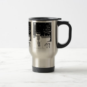 Taza De Viaje snowman blanco y negro vestido para navidades