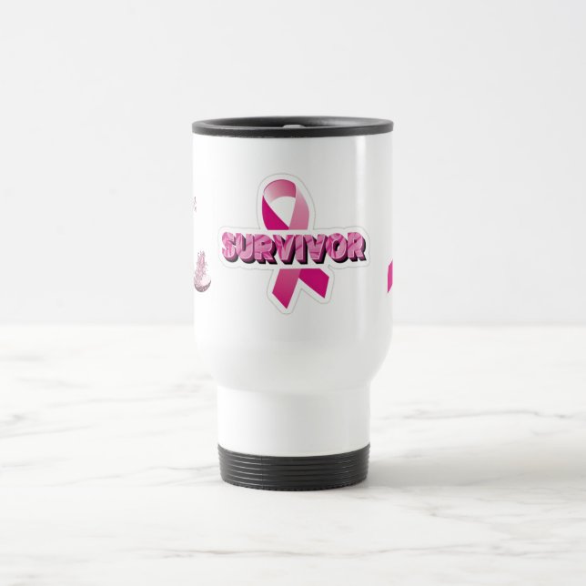Taza De Viaje Sobreviviente del cáncer de mama (Centro)