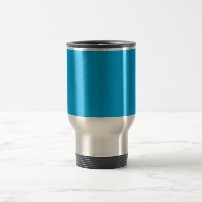 Taza De Viaje Solid Cyan Blue Background | Summer Minimal Style (Centro)