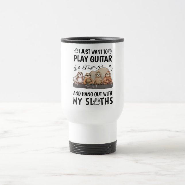 Taza De Viaje Solo Quiero Tocar Humor De Guitarra Con Camisetas  (Centro)