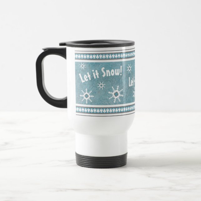 Taza De Viaje Southwest Winter Geometric Snowflakes Personalized (Izquierda)