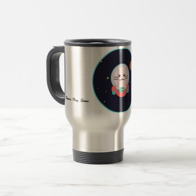 Taza De Viaje Space Cat Coffee Mug - Cosmic Kitty Astronaut Cup (Anverso izquierdo)