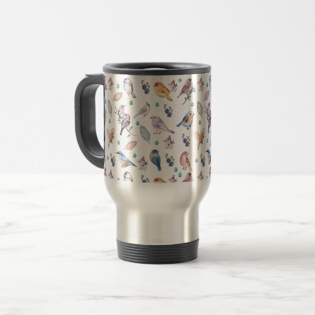 Taza De Viaje Spring Birds Pattern (Anverso izquierdo)
