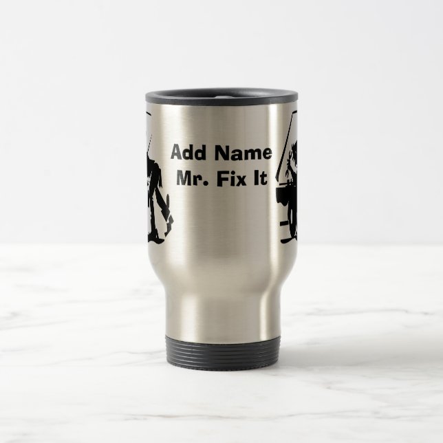 Taza De Viaje Sr. Fix It Mugs, añadir nombre (Centro)