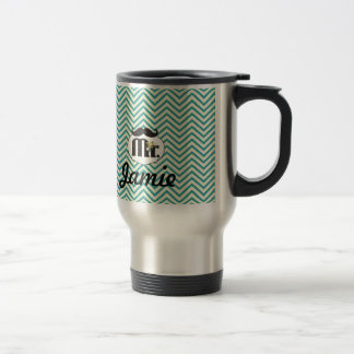 Taza De Viaje Sr. Yellow de la pizarra y zigzag Chevron del