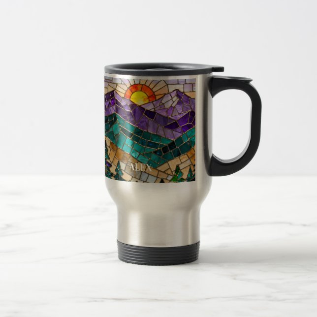 Taza De Viaje Stained Glass Mountain Sunrise Mug  (Derecha)